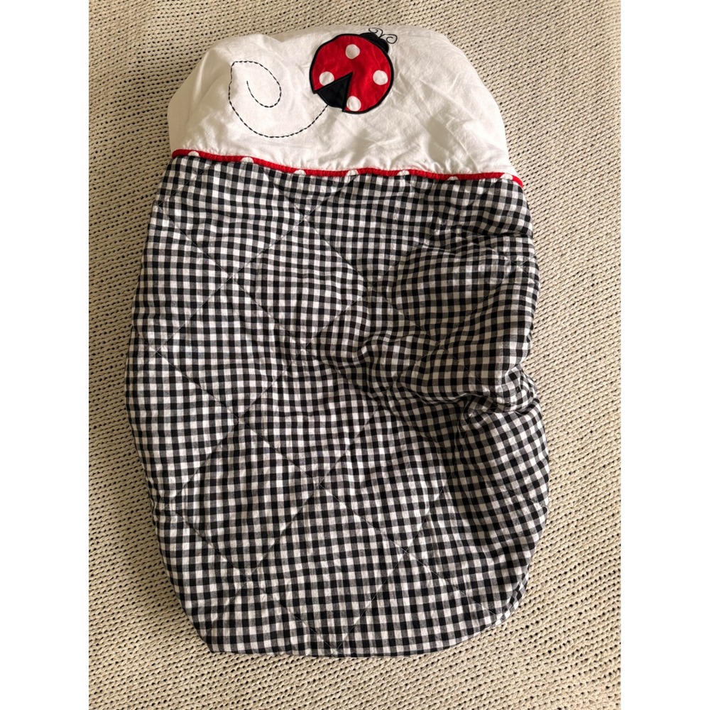 Gingham Ladybug Quilted Changing Pad Cover Fitted Sheet Black White Red